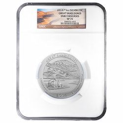2014-P NGC SP-70 Early Releases 5 oz America The Beautiful Great Sand Dunes Burnished Silver Coin