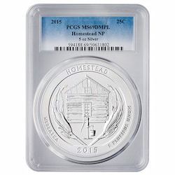 2015 PCGS MS-69 DMPL 5 oz America The Beautiful Homestead Silver Coin