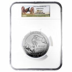 2015 NGC MS-69 PL 5 oz America The Beautiful Saratoga Silver Coin