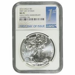 2016 NGC MS-70 First Day of Issue 1 oz American Silver Eagle Coin