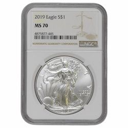 2019 NGC MS-70 1 oz American Silver Eagle Coin - Brown Label