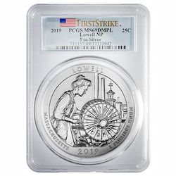 2019 PCGS MS-69 DMPL First Strikes 5 oz America The Beautiful Lowell Historical Park Silver Coin