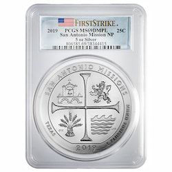 2019 PCGS MS-69 DMPL First Strikes 5 oz America The Beautiful San Antonio Missions Silver Coin