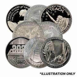 US $1 Commemorative 0.999 Fine Silver BU/Proof Coin - Random Year