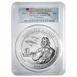 2021 PCGS MS-69 DMPL First Strikes 5 oz America The Beautiful Tuskegee Airmen Silver Coin