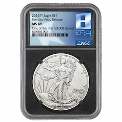 2024-(P) NGC MS-69 One of First 50,000 Issued Star Privy 1 oz American Silver Eagle Coin - Exclusive Black Core