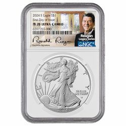 2024-S NGC PF-70 First Day of Issue 1 oz American Silver Eagle Proof Coin - Reagan Label