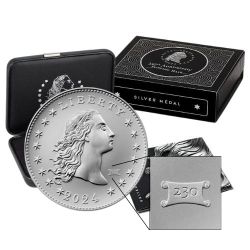 230 Privy 2024 1 oz US 230th Anniversary Flowing Hair Silver Medal with Privy Mark