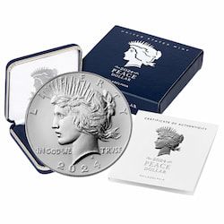 2024 Peace Dollar Silver Coin with Box & COA