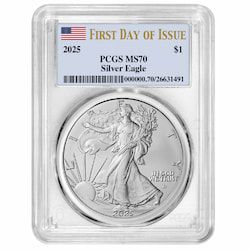 2025 PCGS MS-70 First Day of Issue 1 oz American Silver Eagle Coin