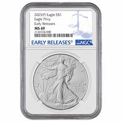 2025-(P) NGC MS-69 Early Releases Eagle Privy 1 oz American Silver Eagle Coin