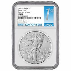 2025-(P) NGC MS-70 First Day of Issue Eagle Privy 1 oz American Silver Eagle Coin