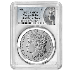 2025 PCGS MS-70 First Day of Issue Morgan Dollar Silver Coin