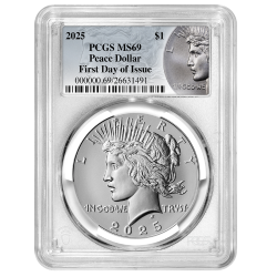 2025 PCGS MS-69 First Day of Issue Peace Dollar Silver Coin