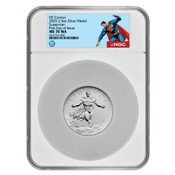 2025 NGC MS-70 First Day of Issue 2.5 oz US Superman™ Silver Medal