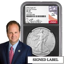 2026 NGC MS-70 First Day of Issue 1 oz American Silver Eagle Coin - Paul Hollis Label - Black Core