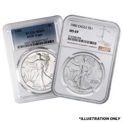 1986 NGC/PCGS MS-69 1 oz American Silver Eagle Coin - Random Label