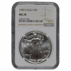 1989 NGC MS-70 1 oz American Silver Eagle Coin - Brown Label
