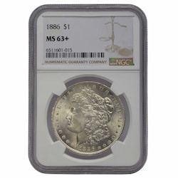 1886 NGC MS-63+ Morgan Dollar Silver Coin