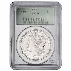 1886 PCGS MS-63 Morgan Dollar Silver Coin - Old Green Holder