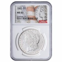 1887 NGC MS-62 Morgan Silver Dollar Coin