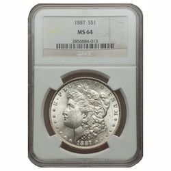 1887 NGC MS-64 Morgan Silver Dollar Coin