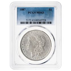 1887 PCGS MS-63 Morgan Dollar Silver Coin