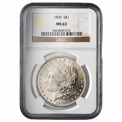 1896 NGC MS-63 Morgan Dollar Silver Coin 