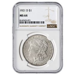 1921-D NGC MS-63 Morgan Silver Dollar Coin