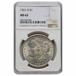 1921-D NGC MS-63 Morgan Silver Dollar Coin
