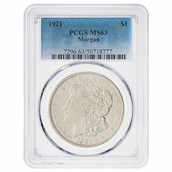 1921 PCGS MS-63 Morgan Silver Dollar Coin