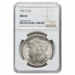 1921-S NGC MS-63 Morgan Silver Dollar Coin