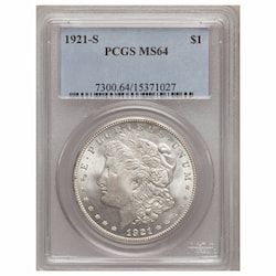 1921-S PCGS MS-64 Morgan Silver Dollar Coin