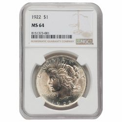1922 Peace Silver Dollar Coin NGC MS-64