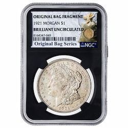 1921 NGC BU Morgan Dollar Silver Coin - Original Bag Fragment