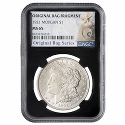 1921 NGC MS-65 Morgan Dollar Silver Coin - Original Bag Fragment
