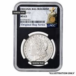 NGC MS-63 Pre-1921 Morgan Dollar Silver Coin - Original Bag Fragment - Random Year
