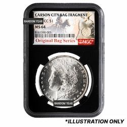 1882-1884-CC NGC MS-64 Morgan Silver Dollar - Carson City Bag Fragment - Random Year