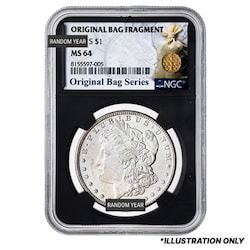 Pre-1921 NGC MS-64 Morgan Dollar Silver Coin - Original Bag Fragment