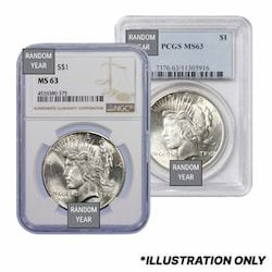Pre-1935 NGC/PCGS MS-63 Peace Silver Dollar - Random Year