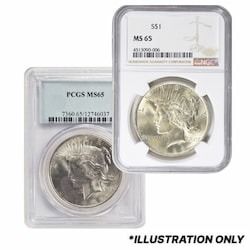 1922-1935 NGC/PCGS MS-65 Peace Silver Dollar - Random Year