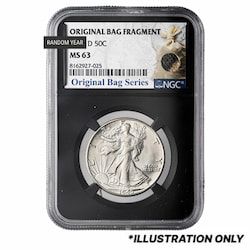 1916-1947 NGC MS-63 Walking Liberty Half Dollar Coin - Original Bag Fragment