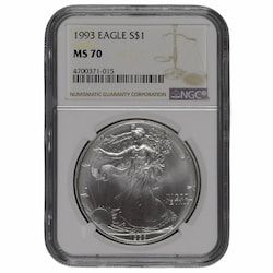 1993 NGC MS-70 1 oz American Silver Eagle Coin - Brown Label