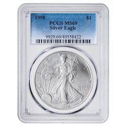 1998 PCGS MS-69 1 oz American Silver Eagle Coin - Standard Label