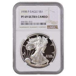1998-P NGC PF-69 1 oz American Silver Eagle Proof Coin