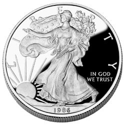 1986-S 1 oz Proof American Silver Eagle Coin w/Box & COA
