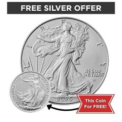 Buy 2026 US Silver Eagle 1 oz Coin, Get 2026 Silver Britannia 1/10 oz Coin Free