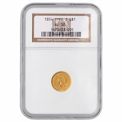 NGC/PCGS AU-58 $1 Liberty Head Gold Coin Type II - Random Year