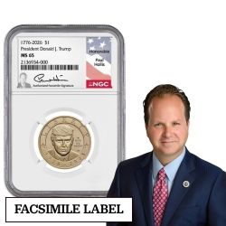 2026-P US Trump Dollar NGC MS-65 Paul Hollis Facsimile Label