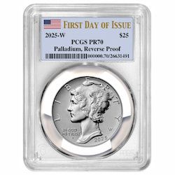 2025-W PCGS PR-70 First Day of Issue 1 oz American Palladium Eagle Reverse Proof Coin